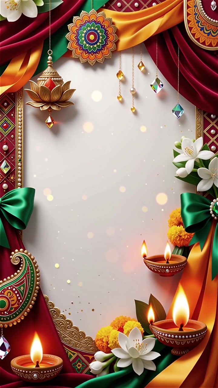 Sfondo del Festival Diwali con lanterne e decorazioni tradizionali Diyas.
