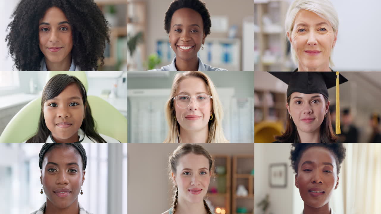 mujeres diversas en diversas profesiones