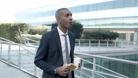 Businessman-eating-sandwich-on-street