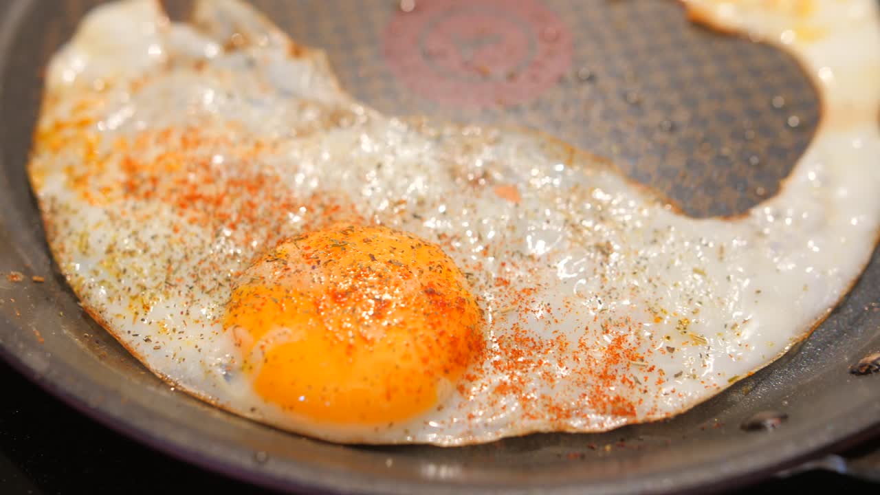 フライパンの目玉焼き クローズアップ