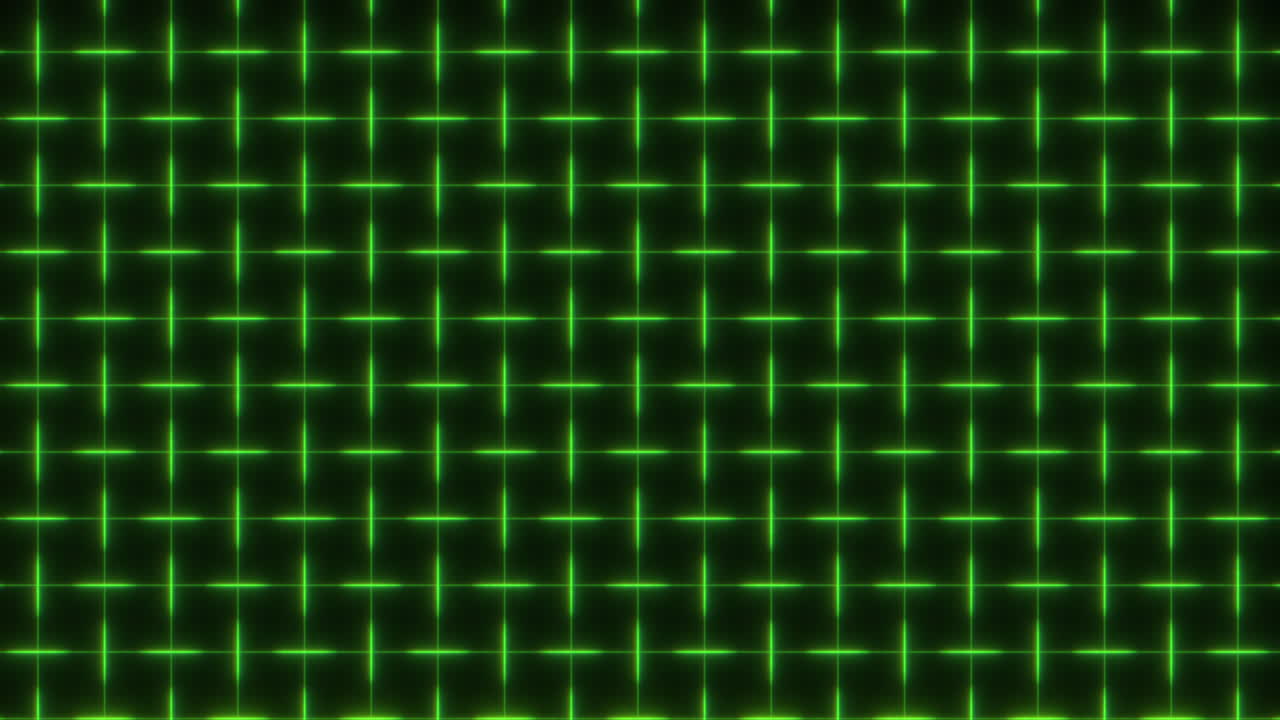 Green Organized grid of neon squares. This animation simulates a digital data field or high-tech motherboard interface, making it perfect for sci-fi overlays, corporate tech presentations