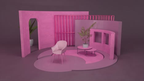 pink minimalist interior design scene