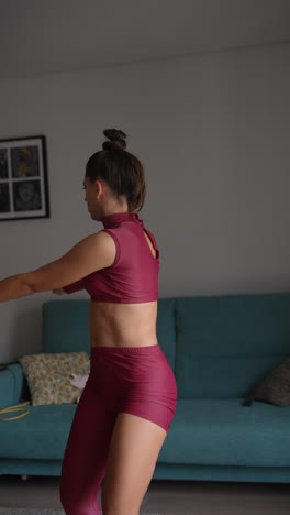 woman doing dance workout at home