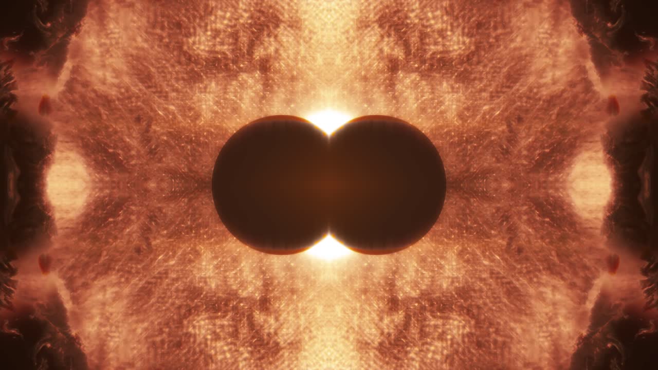 siluetas de esferas que se fusionan contra un fondo ardiente que estalla. resumen