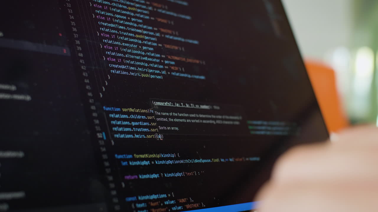 Writing code on laptop