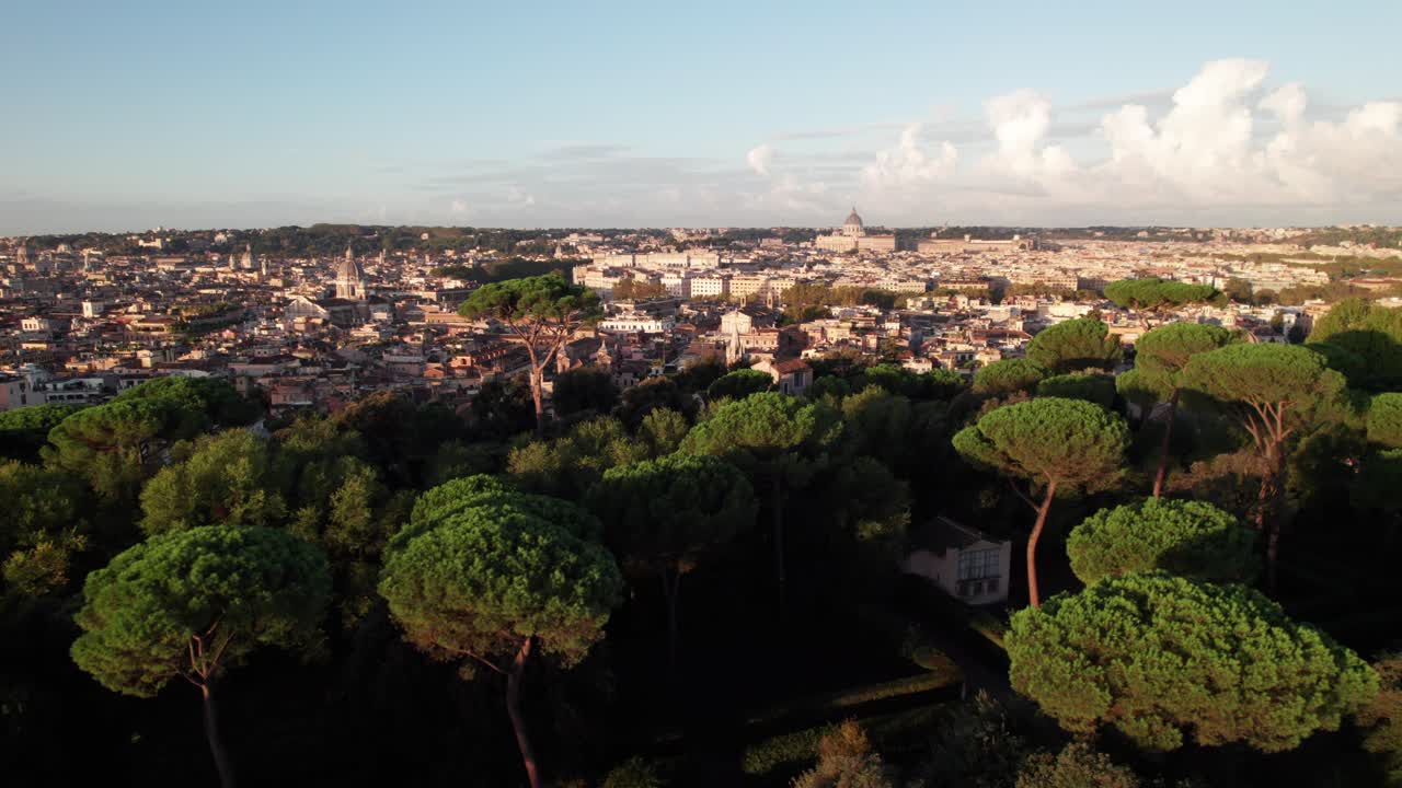 이탈리아 로마의 빌라 보르헤세 정원, 드론 촬영
