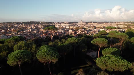 Jardines-De-Villa-Borghese-En-Roma,-Italia,-Disparo-De-Drone