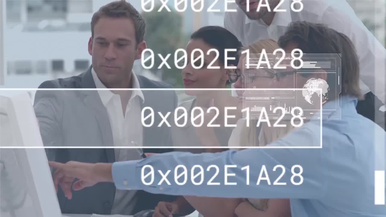 animación del procesamiento de datos financieros en diversos grupos de empresarios