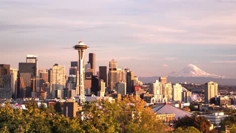 Timelapse-De-La-Puesta-De-Sol-De-Día-A-Noche-De-Seattle