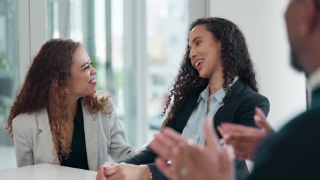 applause, success and winner with business people