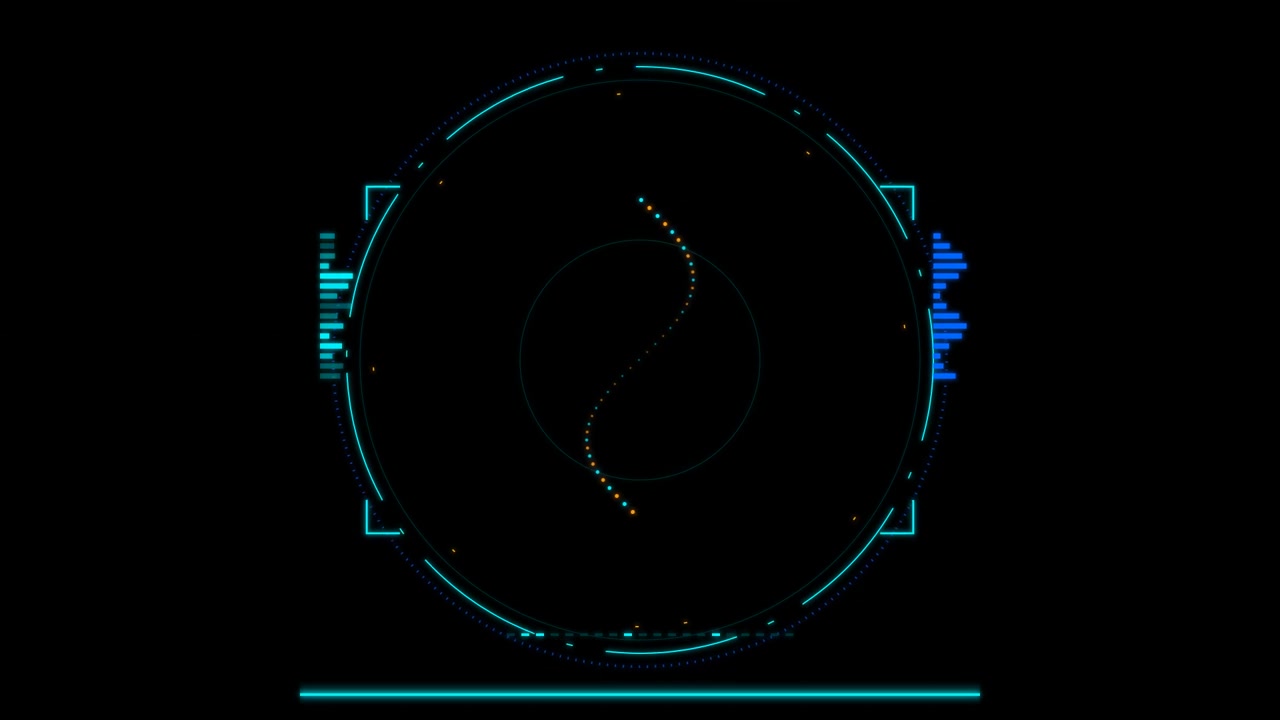Futuristic Circular HUD Interface with Animated Data Wave