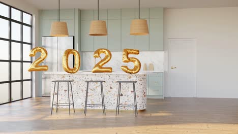 elegant kitchen celebrating 2025 ballon golden