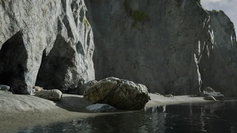 rock cliff and emerald sea in island