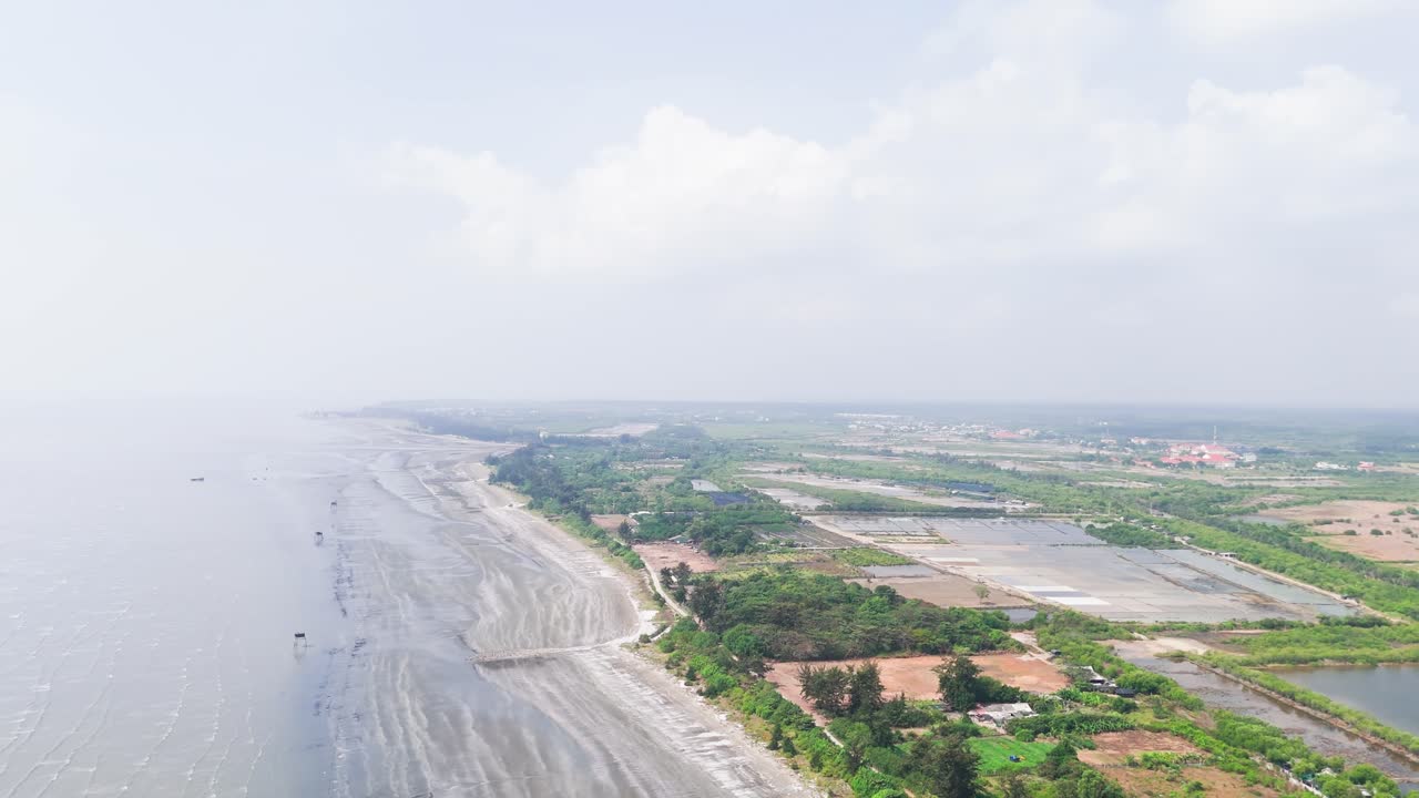 Aerial View of the Beautiful Coastline and the City in Vietnam.