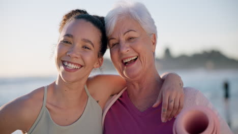 Fitness,-beach-and-senior-woman-with-her-personal