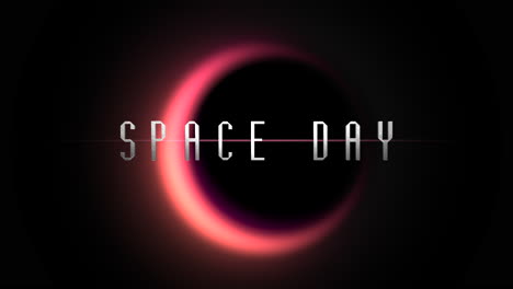 futuristic black and red nebula with glowing space day text