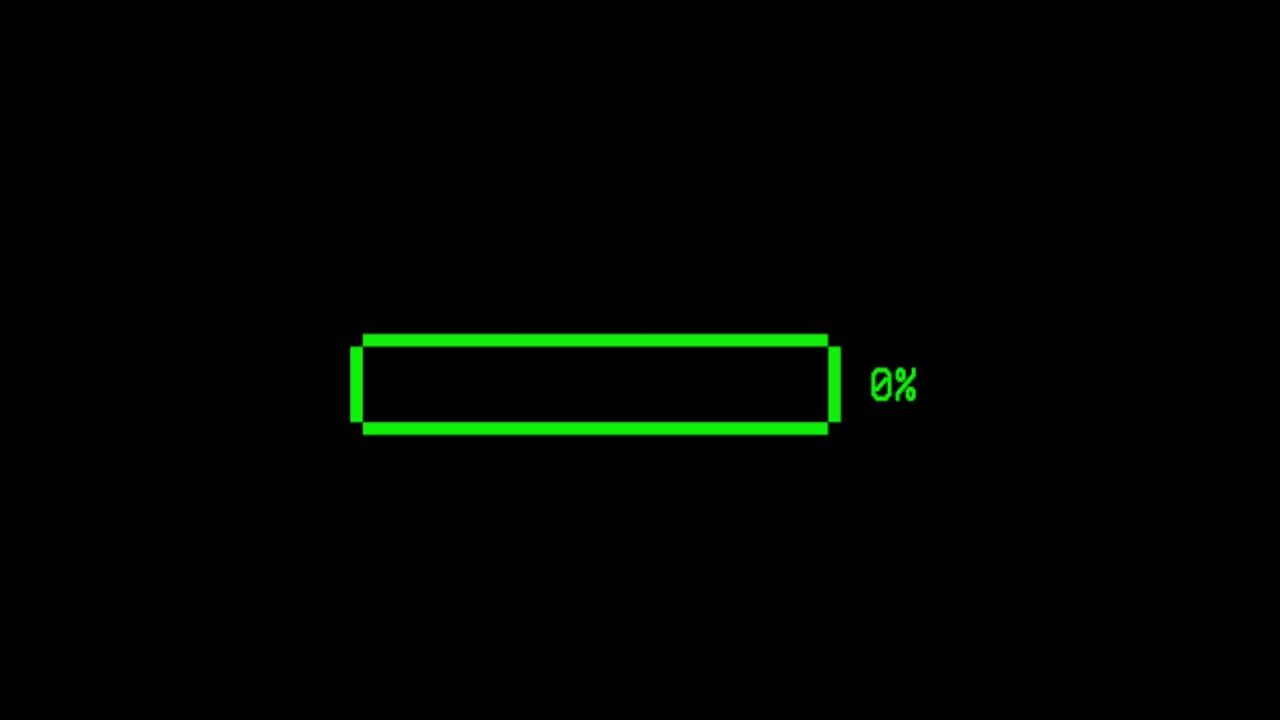 Animation colorful loading bar on black background.