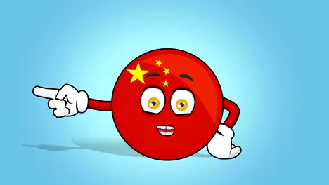 cartoon icon flag china left side pointer speak with face animation