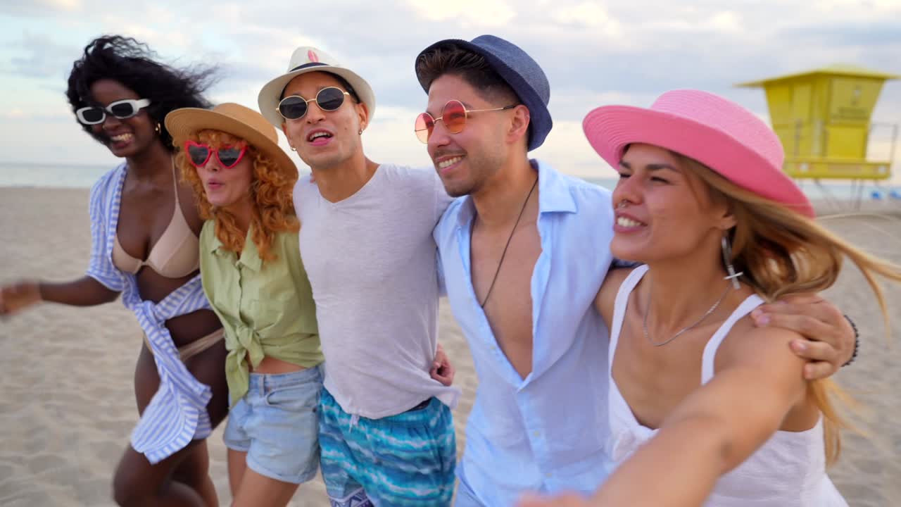 Group of friends enjoying a day at the beach