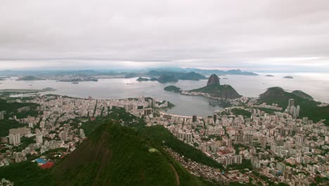 aerial panoramic view of botafogo beach and dona marta viewpoint, rio de janeiro landscape