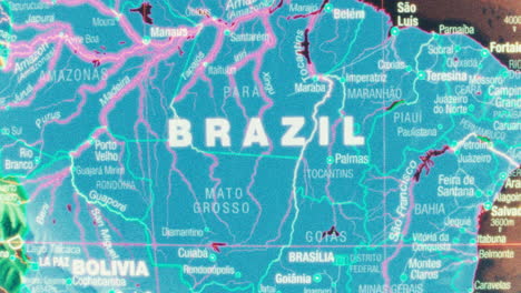 Stylized Map of Brazil with States and Major Cities
