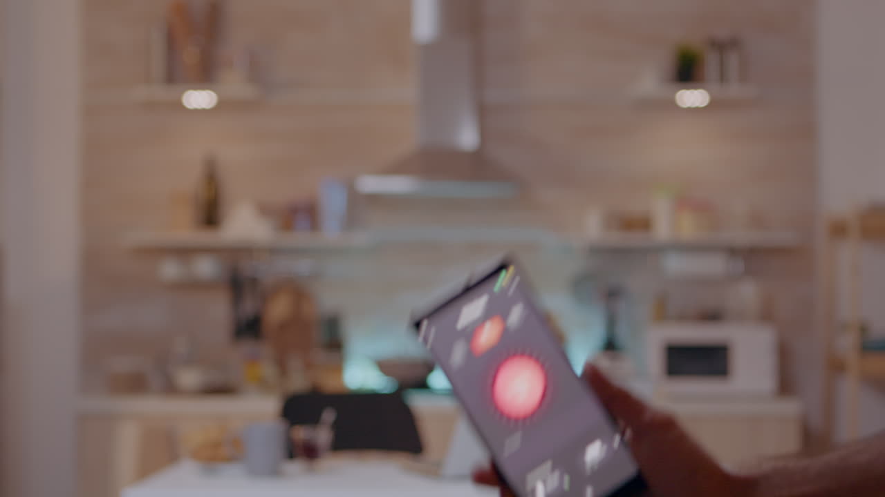 Close up of phone with high tech software lighting controller