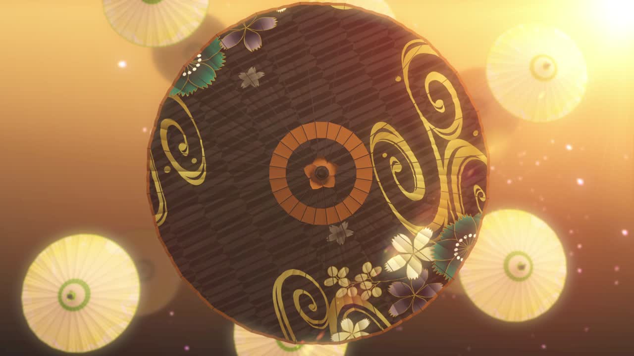 animación de bucle de paraguas chino japonés