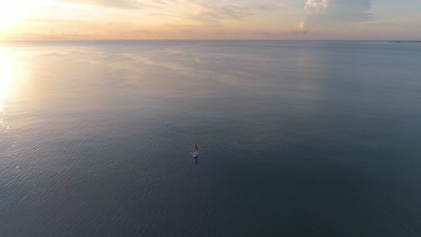 una persona haciendo paddleboard en el océano cerca de una isla tropical