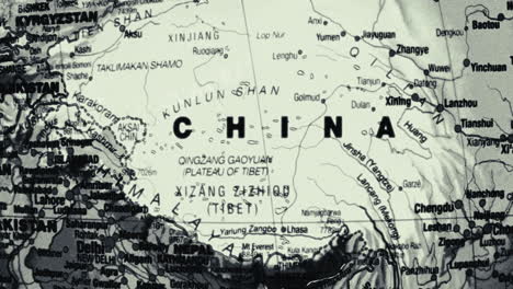black and white map of china and surrounding regions