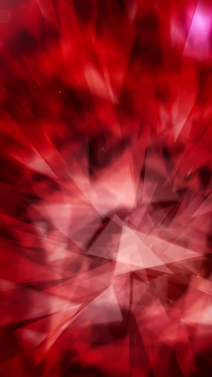 Abstract red fractal geometric triangle polygon shape background. Loop animation. Vertical video.