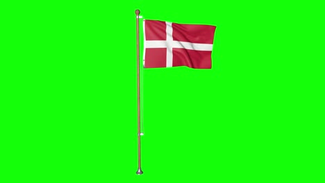 green screen denmark flag with flagpole