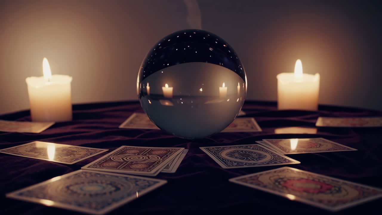 bola de cristal y cartas del tarot
