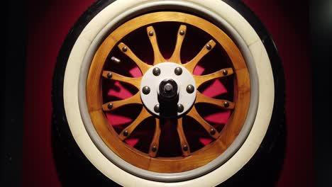 video of an antique car wheel spinning