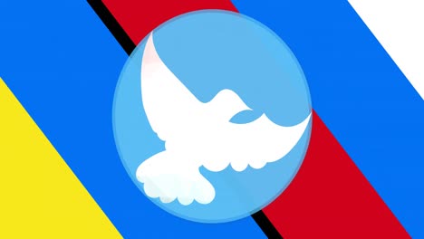 animation of dove icon on colourful background