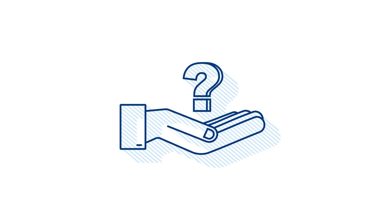 Shadow question mark in hands for concept design. Technology Motion Graphic.