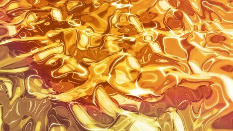 looped abstract background with wavy sparkling golden liquid pattern on shiny glossy surface. viscous yellow fluid like surface of gold foil or brilliant glass. beautiful creative festive backdrop.