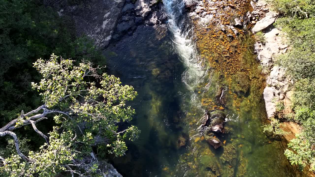 Drone view of the São Francisco River near its source in the Serra da Canastra National Park