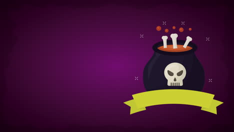 happy halloween celebration with witch cauldron animation