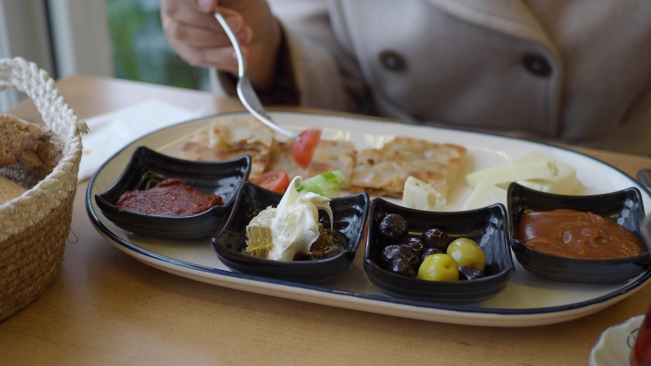 Close-up of a Traditional Breakfast Plate with Various Dishes
