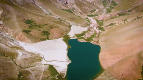 hermoso lago azul en las montañas arashan en kirguistán -antena