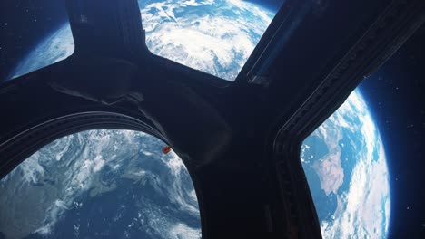 earth seen from a space station window