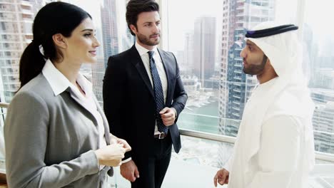 multi ethnic male female financial consultants meeting downtown