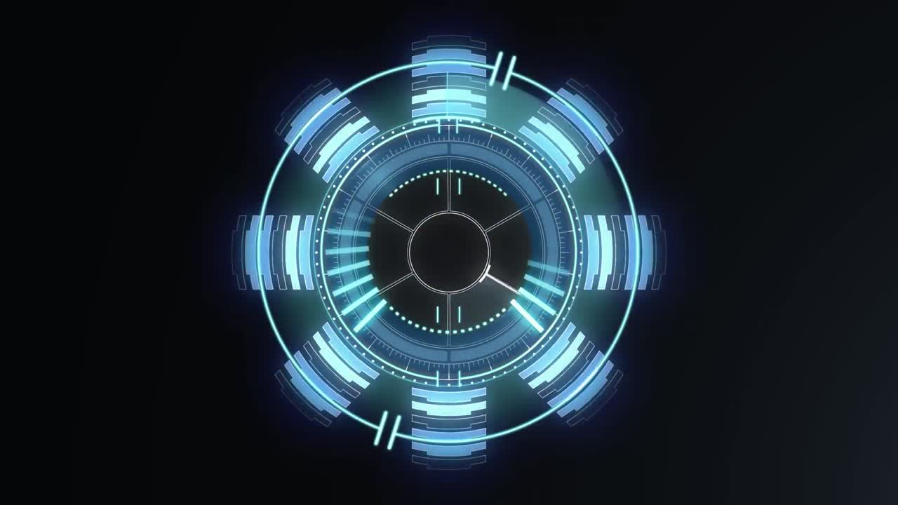 Animation of scope scanning with clock over black background