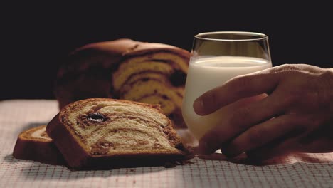 traditional sweet bread and a glass with milk 4k