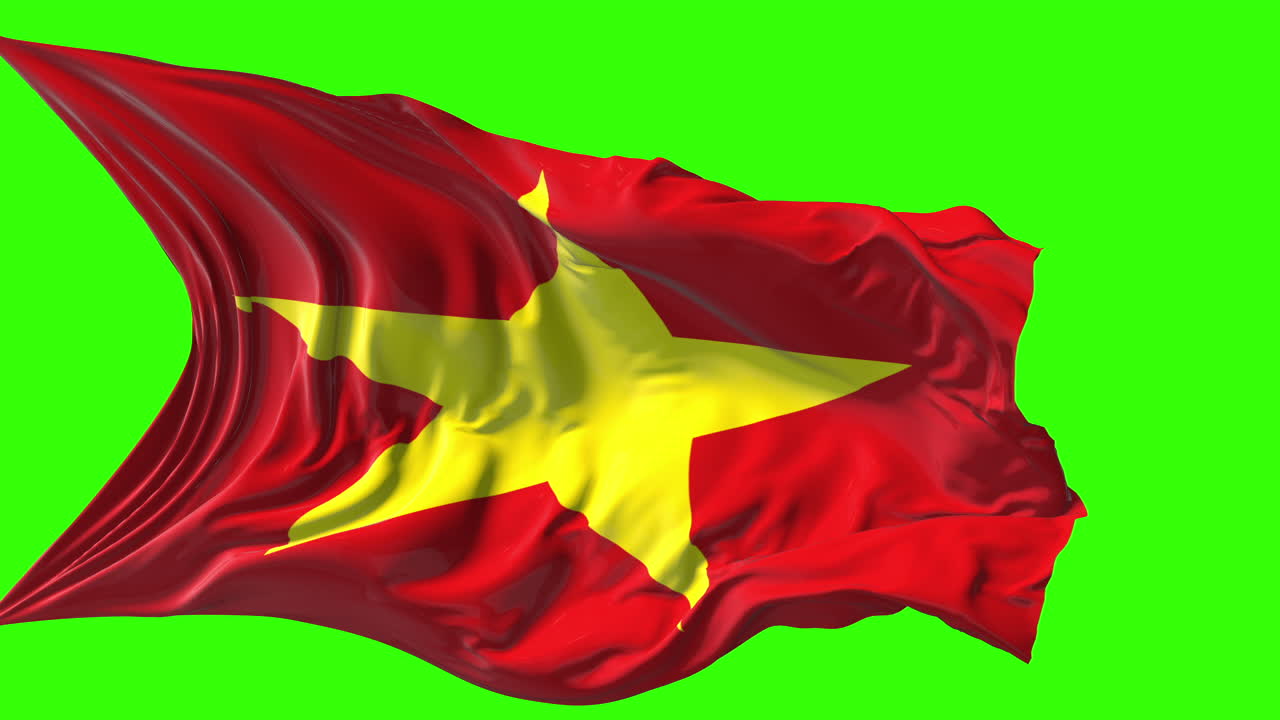 Waving Flag of Vietnam on Green Screen