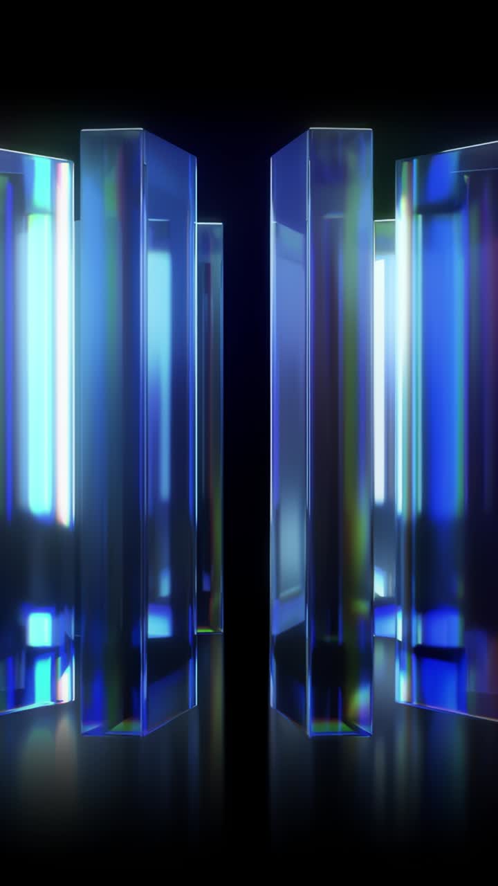 Looping chromatic glass structures spinning in circle