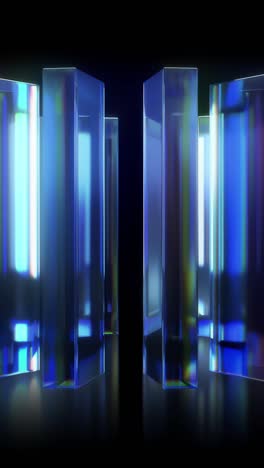 looping chromatic glass structures spinning in circle