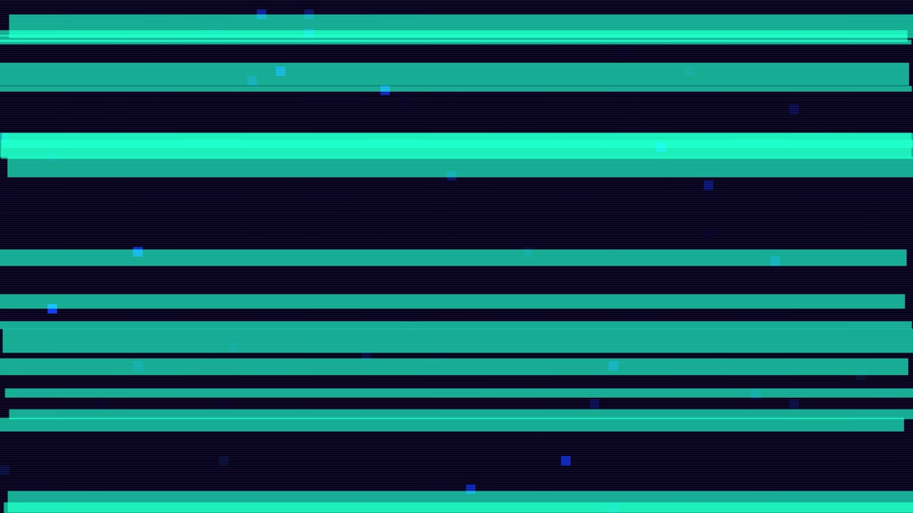 Sfondo astratto con glitch digitale e linee verde acqua in movimento