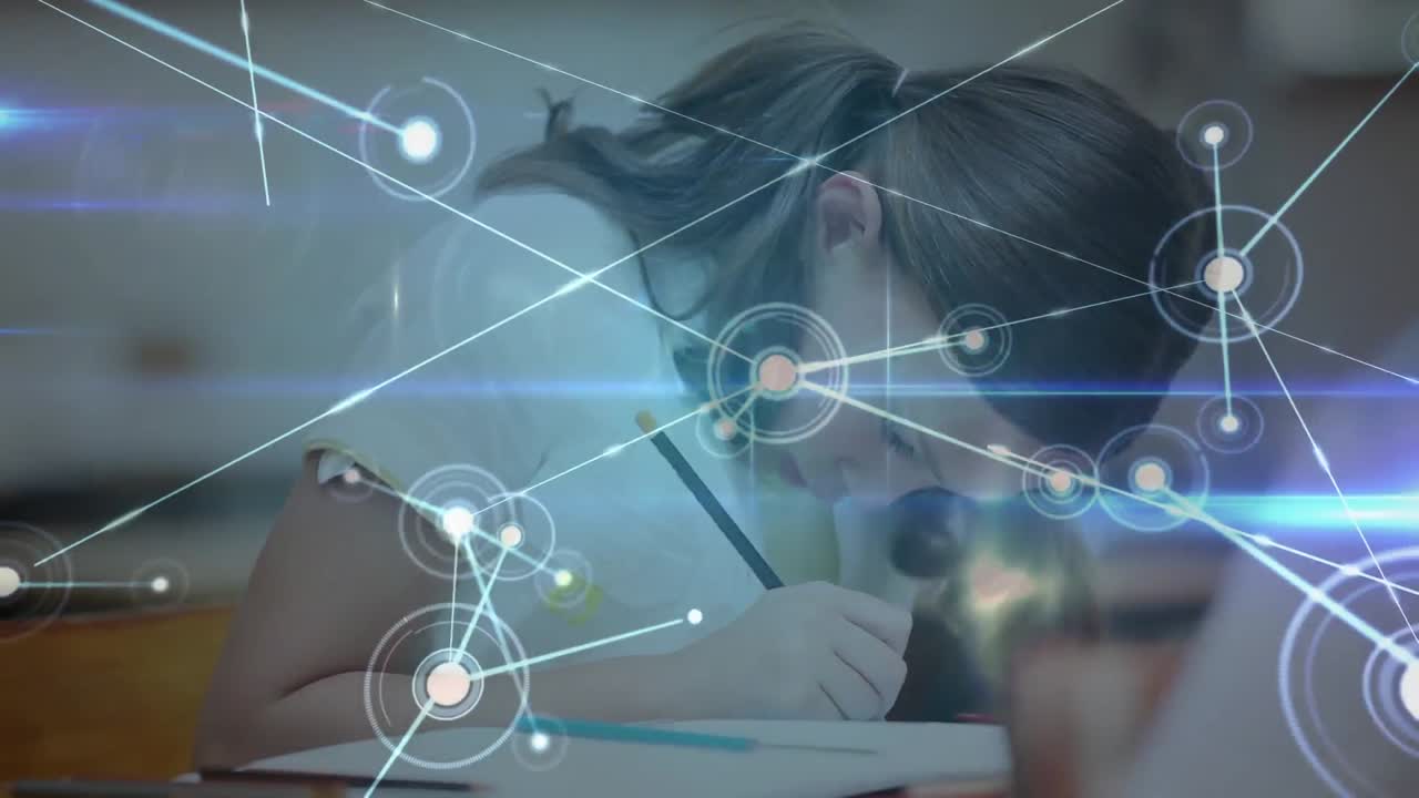 animación de la red de conexiones a través de la escritura de las escolares