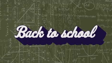 animation of back to school text over mathematical equations